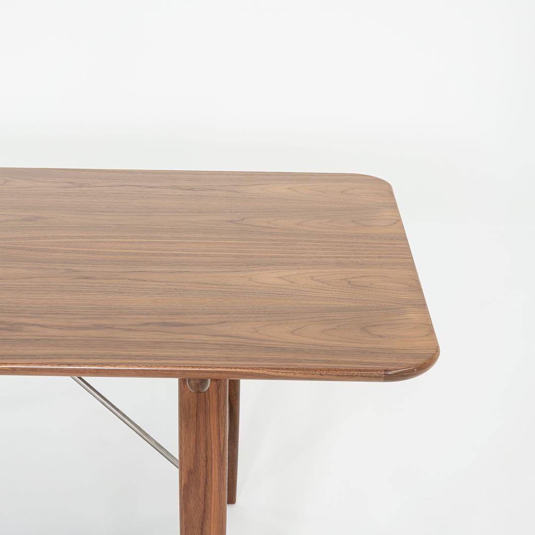 Contemporary 2023 Carl Hansen BM1160 Hunting Table by Borge Mogensen Walnut Lacquer Stainless For Sale
