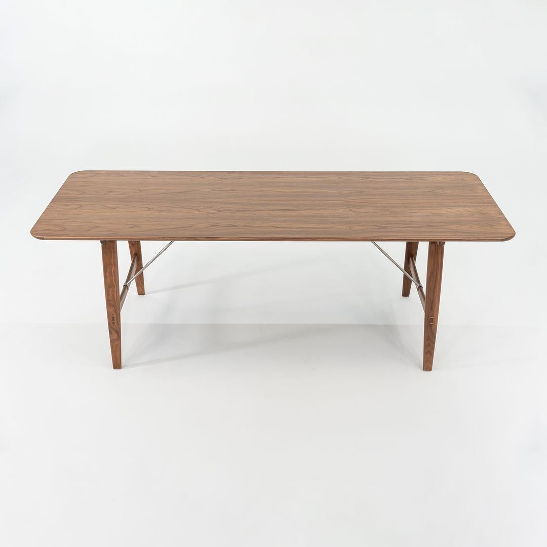 Stainless Steel 2023 Carl Hansen BM1160 Hunting Table by Borge Mogensen Walnut Lacquer Stainless For Sale