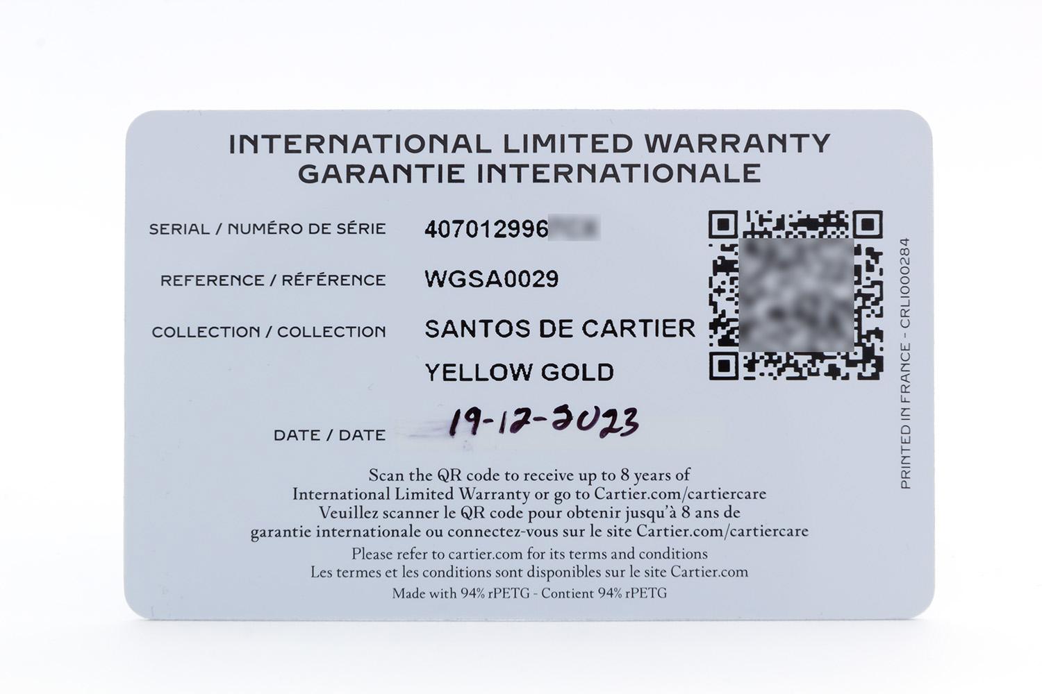 2023 Cartier Santos De Cartier Watch Large 18K Solid Gold WGSA0029 BNP For Sale 2