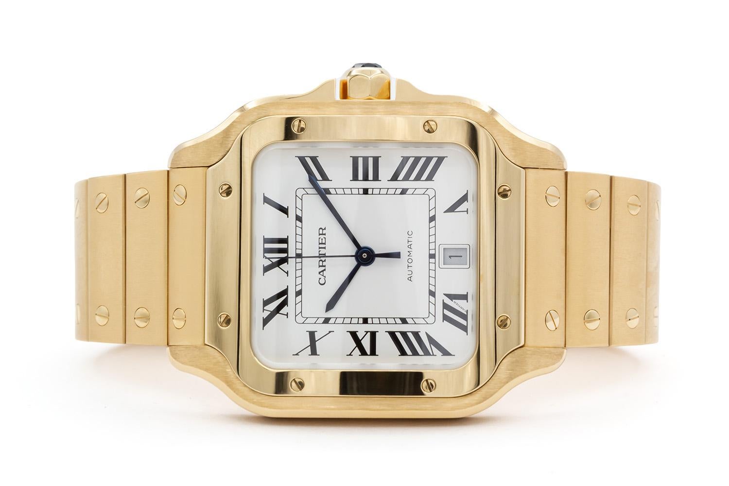 Wir freuen uns, diese Brand New Ungetragene Cartier Santos De Cartier Uhr anbieten zu können. Die Uhr wurde im Dezember 2023 in Betrieb genommen, hat noch 7 Jahre Werksgarantie und ist brandneu und ungetragen! Sie verfügt über ein automatisches