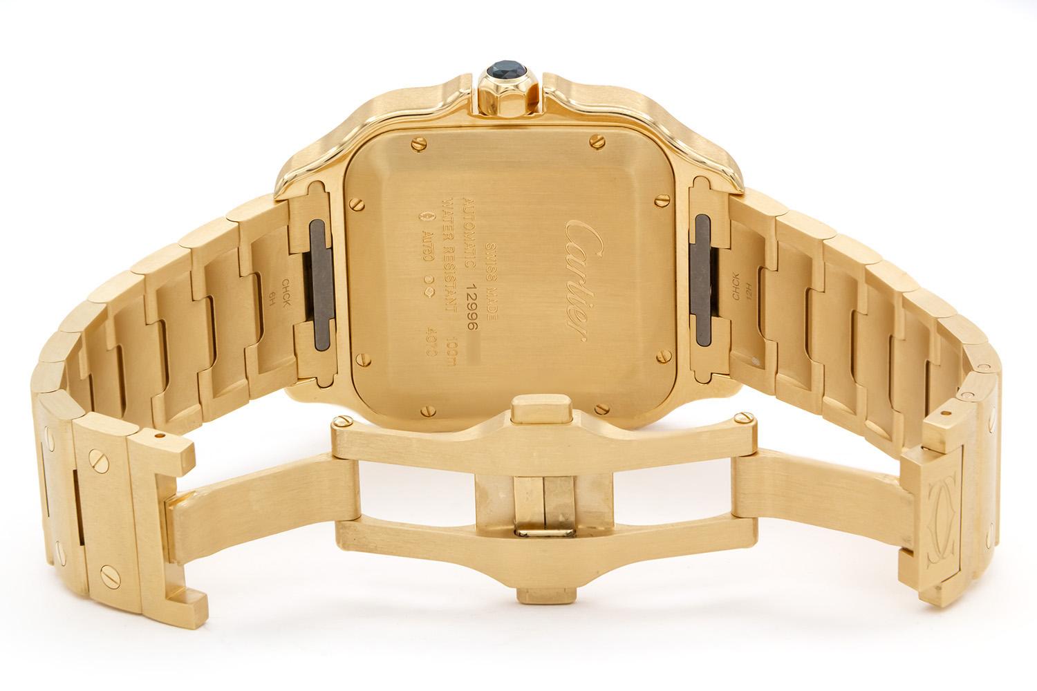 Women's or Men's 2023 Cartier Santos De Cartier Watch Large 18K Solid Gold WGSA0029 BNP For Sale