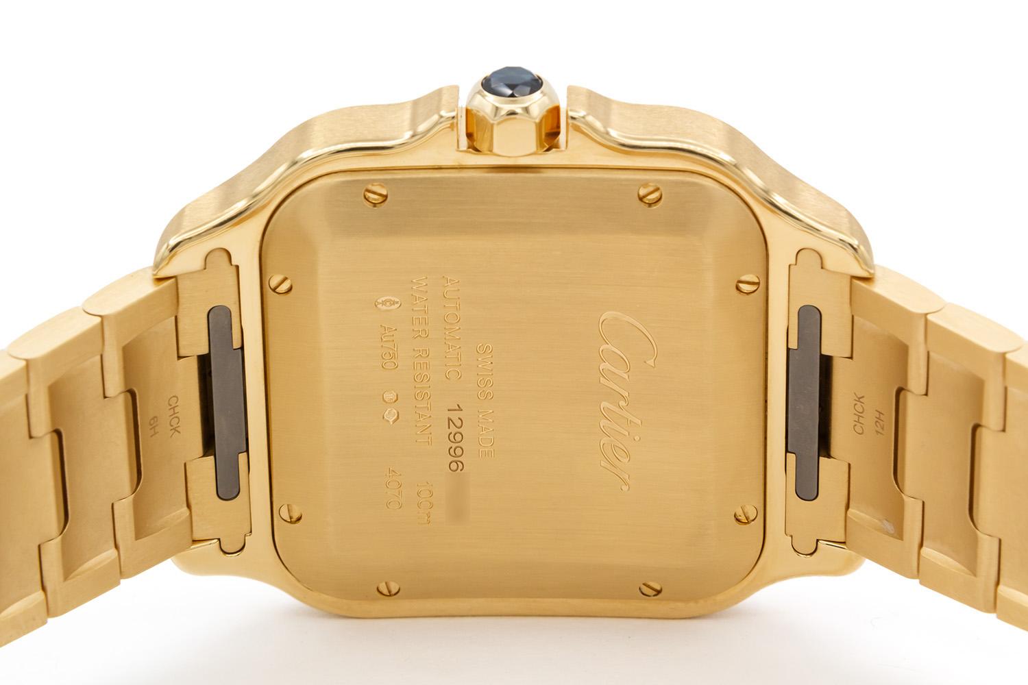 Contemporary 2023 Cartier Santos De Cartier Watch Large 18K Solid Gold WGSA0029 BNP For Sale
