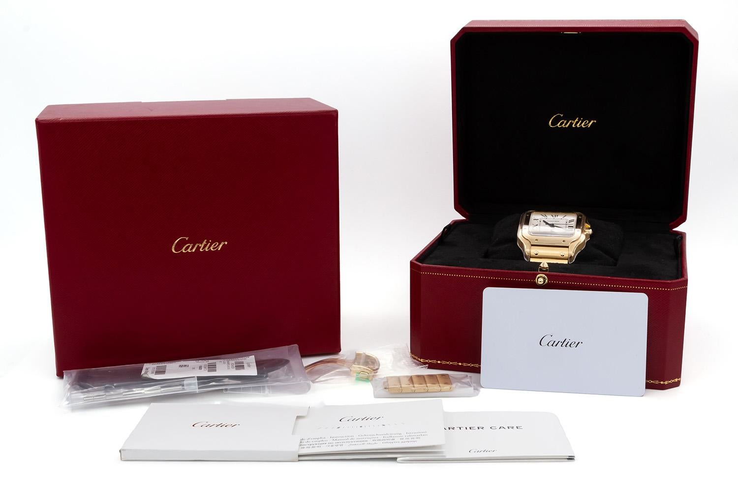 Women's or Men's 2023 Cartier Santos De Cartier Watch Large 18K Solid Gold WGSA0029 BNP For Sale