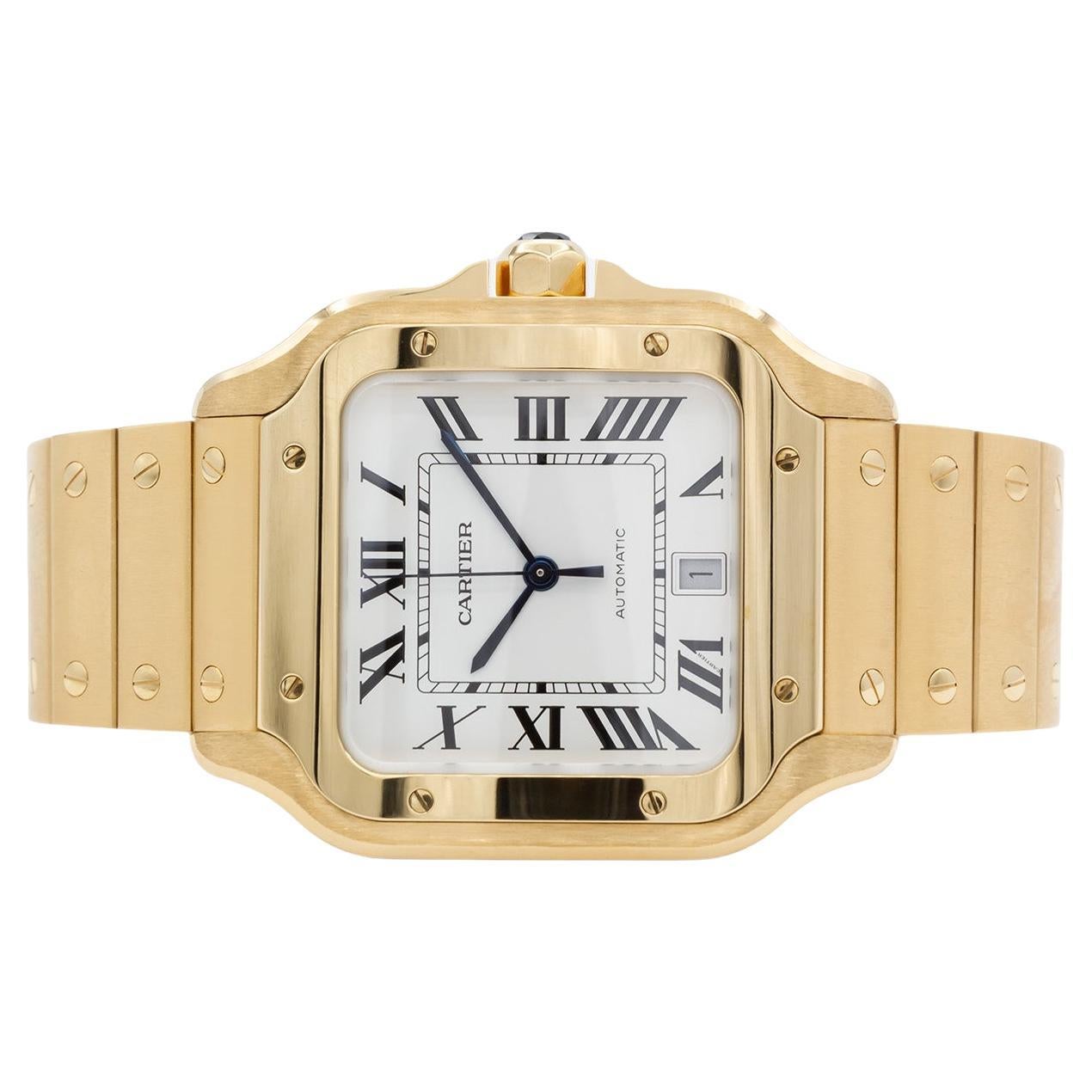 2023 Cartier Santos De Cartier Uhr groß 18K massiv Gold WGSA0029 BNP im Angebot