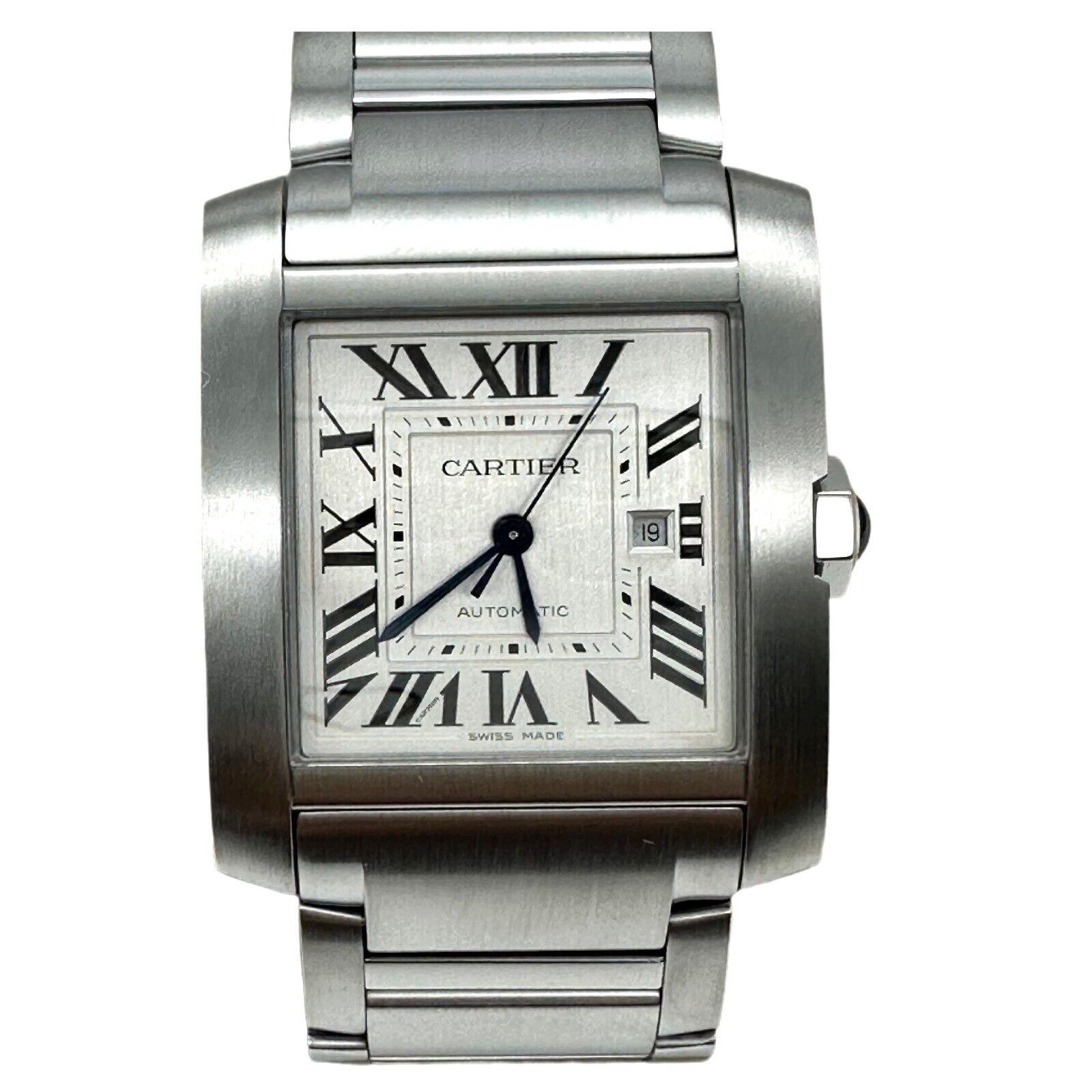 Cartier Tank Francaise grand cadran romain argenté WSTA0067 en acier inoxydable 2023 en vente 2