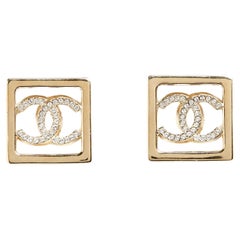 2023 Chanel Earrings studs Golden CC in square
