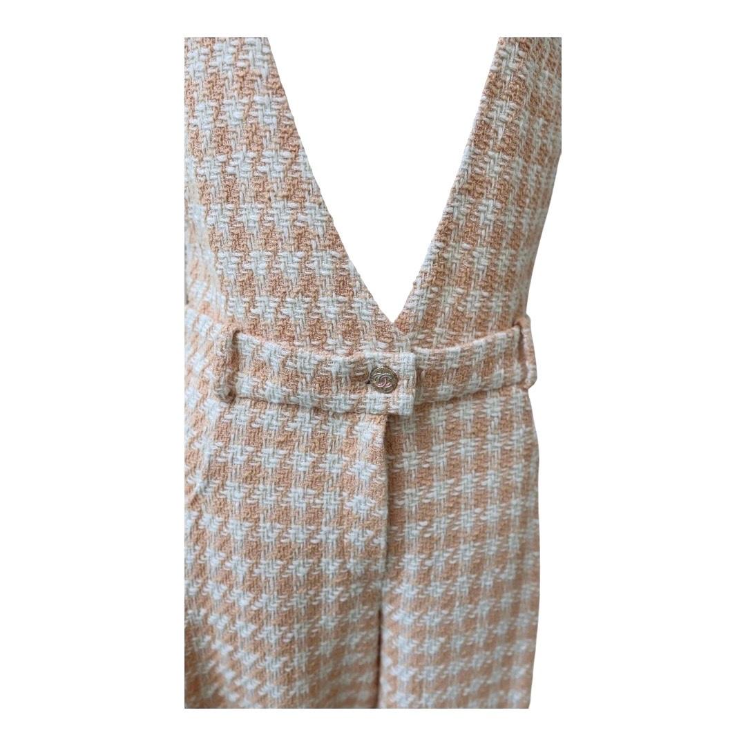 Donna 2023 Chanel Houndstooth Plaid Print Jumpsuit in vendita