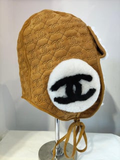 2023 Chanel suede shearling Trapper hat with interlocking CC logos