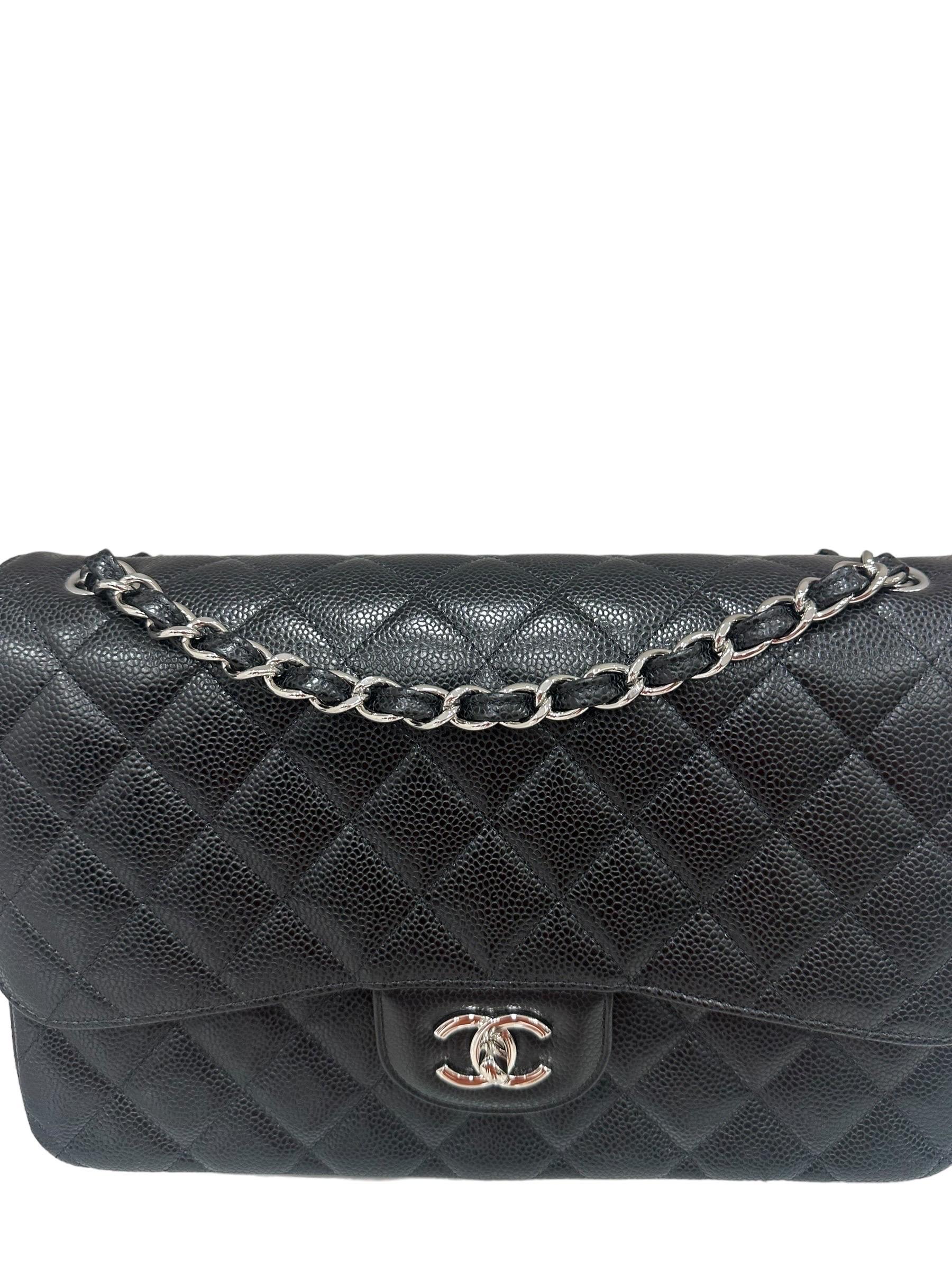 2023 Chanel Timeless Jumbo Pelle Caviar Nera Borsa Tote For Sale 6