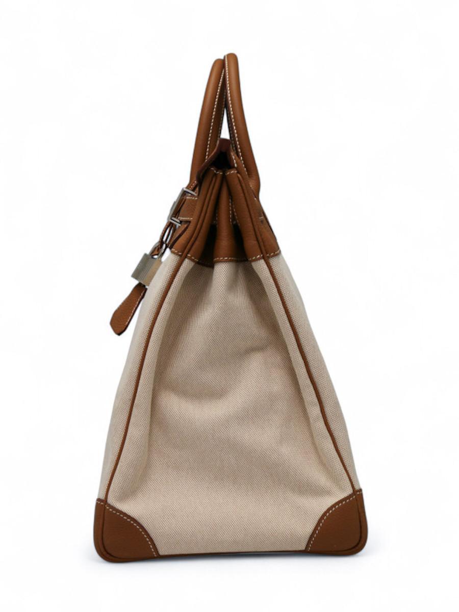 2023 Hermès HAC 40 canvas and leather In Excellent Condition For Sale In Paris, FR