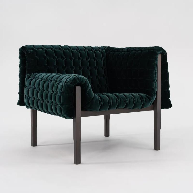 Fauteuil gauche Inga Sempe Ruche en velours de coton vert Boutelle Harald-3, 2023 en vente 5