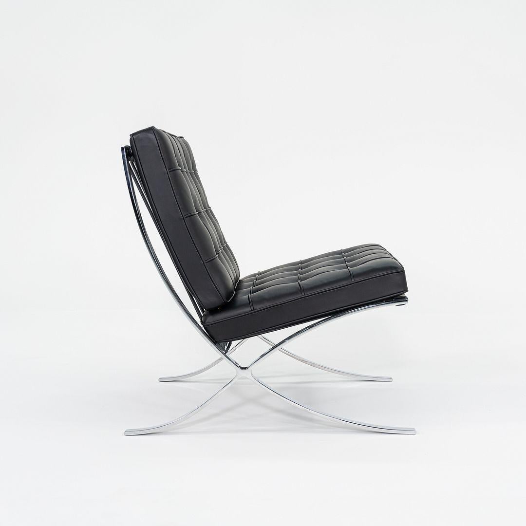 Contemporary 2023 Knoll Barcelona Lounge Chair by Mies van der Rohe in Black Leather For Sale