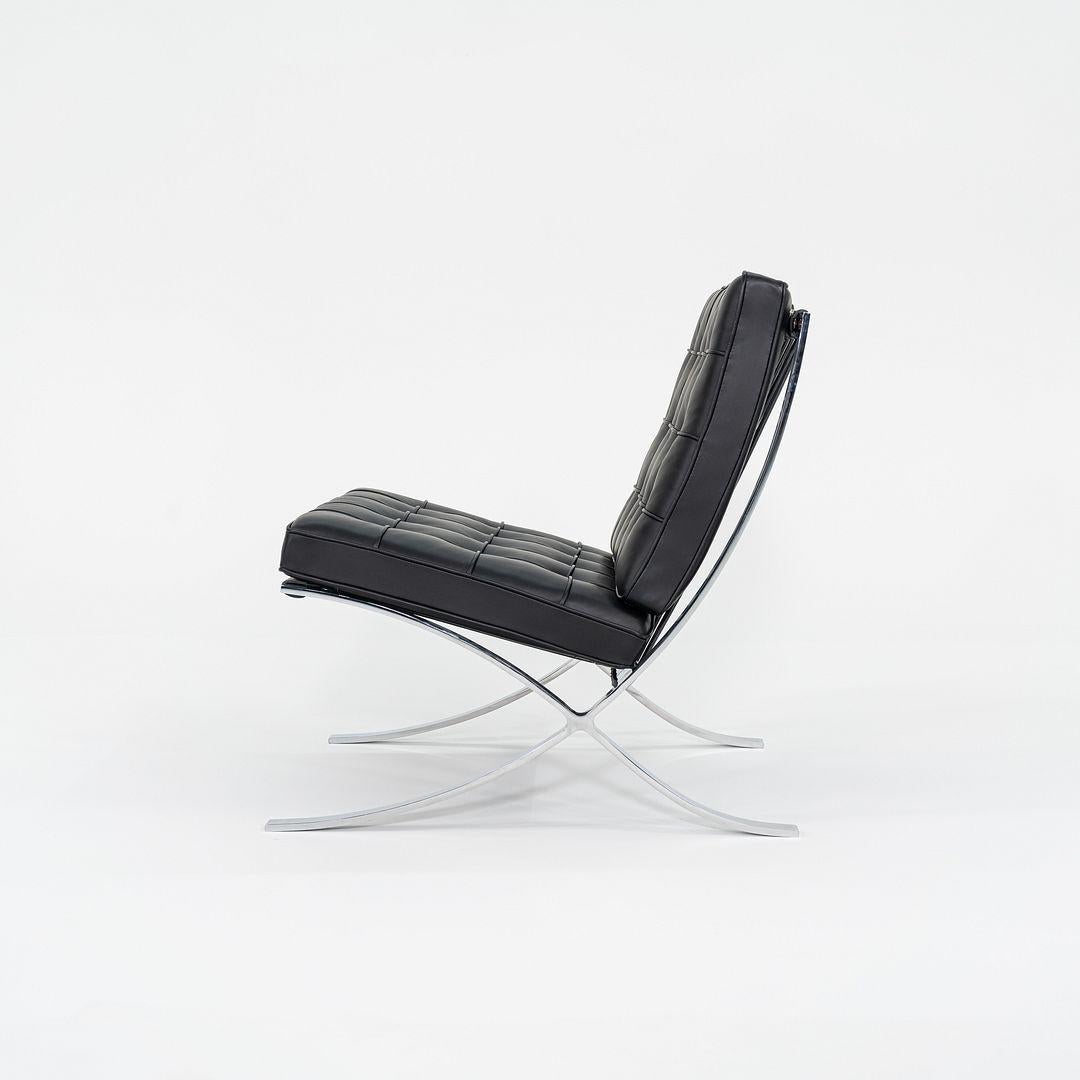 Steel 2023 Knoll Barcelona Lounge Chair by Mies van der Rohe in Black Leather For Sale