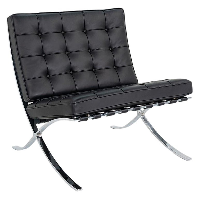2023 Knoll Barcelona Lounge Chair by Mies van der Rohe in Black Leather