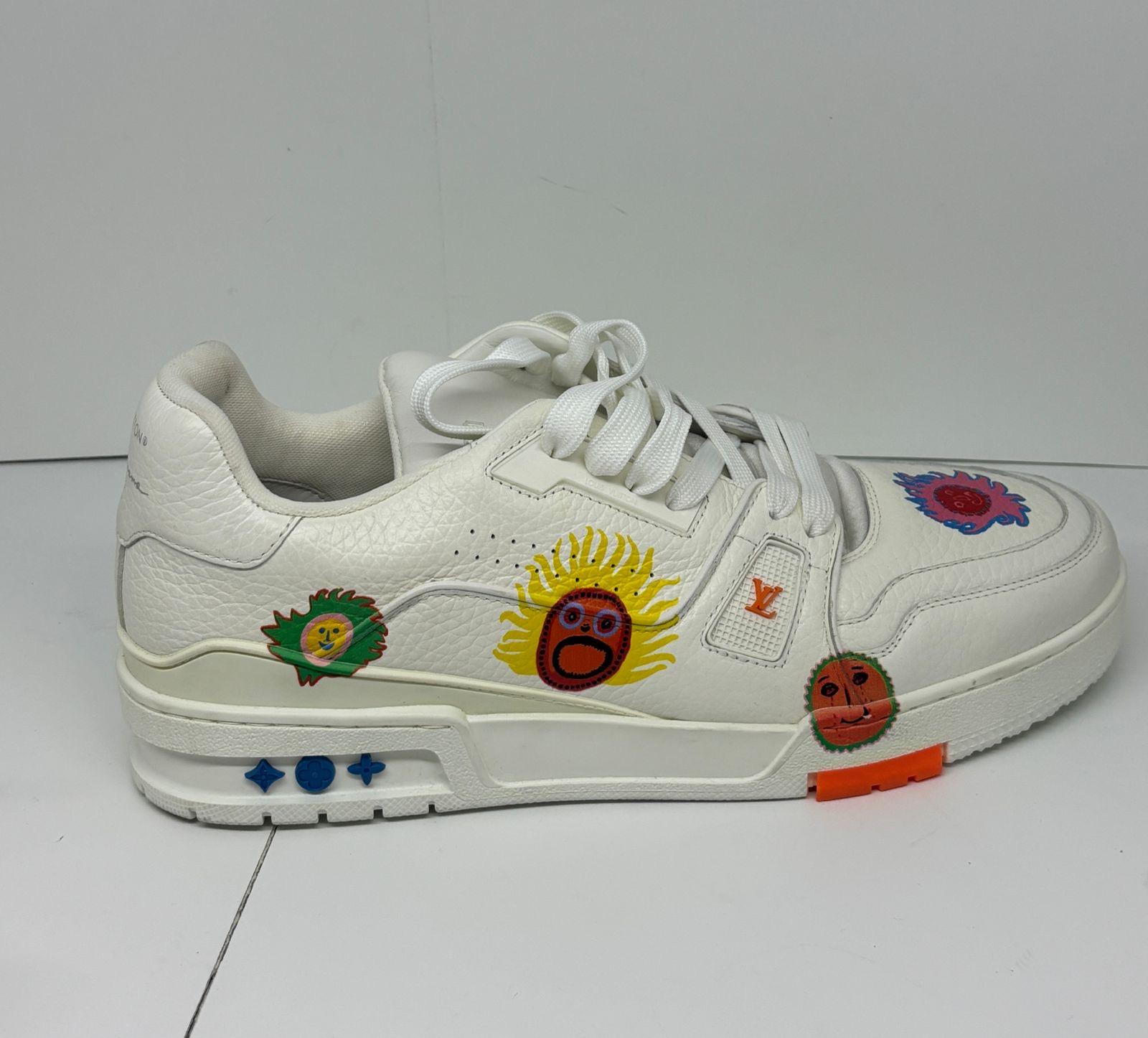 2023 Louis Vuitton x Yayoi Kusama White Leather Trainer Sneakers en vente 7