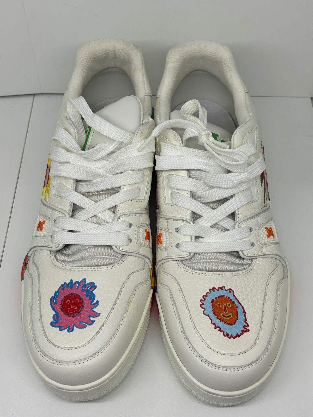 2023 Louis Vuitton x Yayoi Kusama White Leather Trainer Sneakers Pour hommes en vente