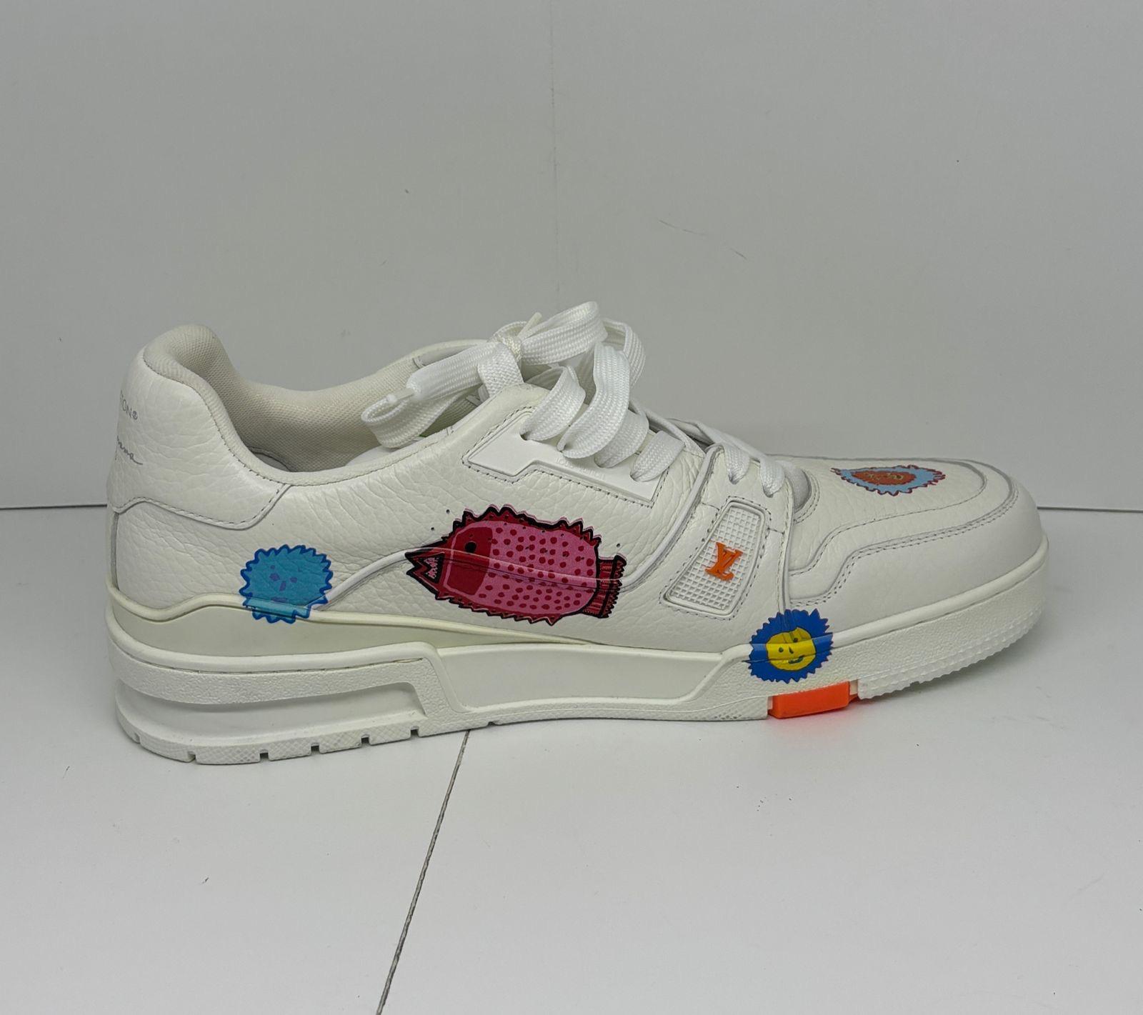 2023 Louis Vuitton x Yayoi Kusama White Leather Trainer Sneakers en vente 1