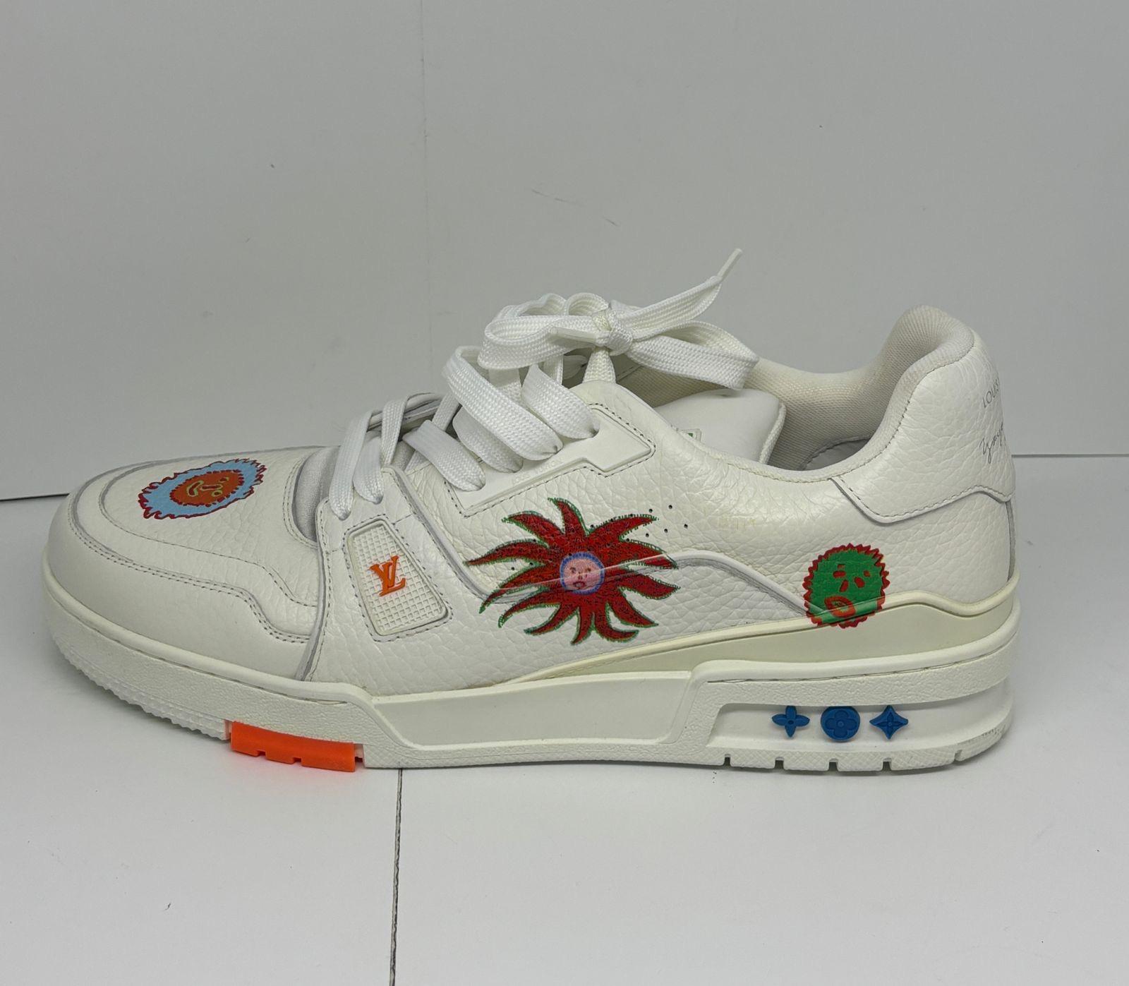 2023 Louis Vuitton x Yayoi Kusama White Leather Trainer Sneakers en vente 2