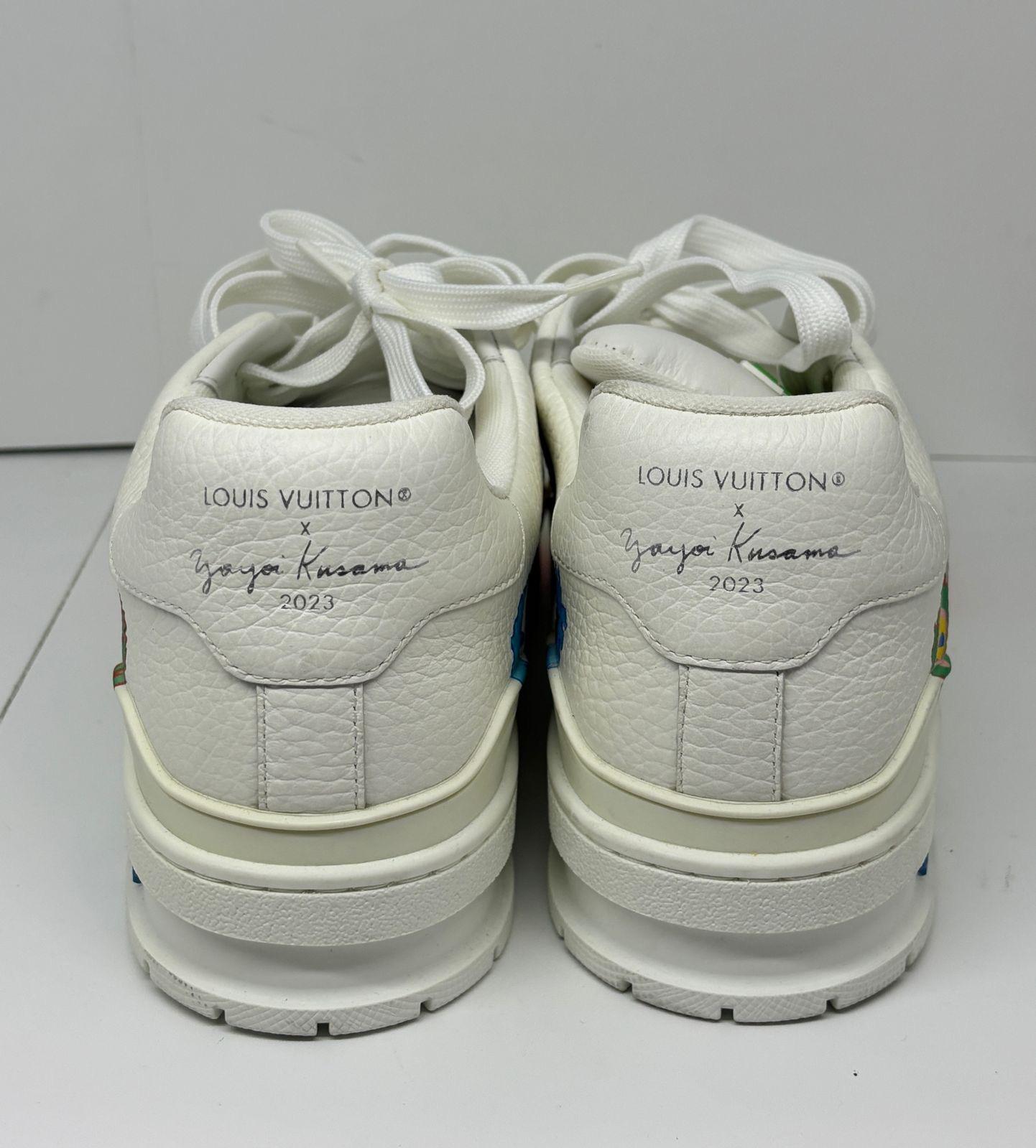 2023 Louis Vuitton x Yayoi Kusama White Leather Trainer Sneakers en vente 4