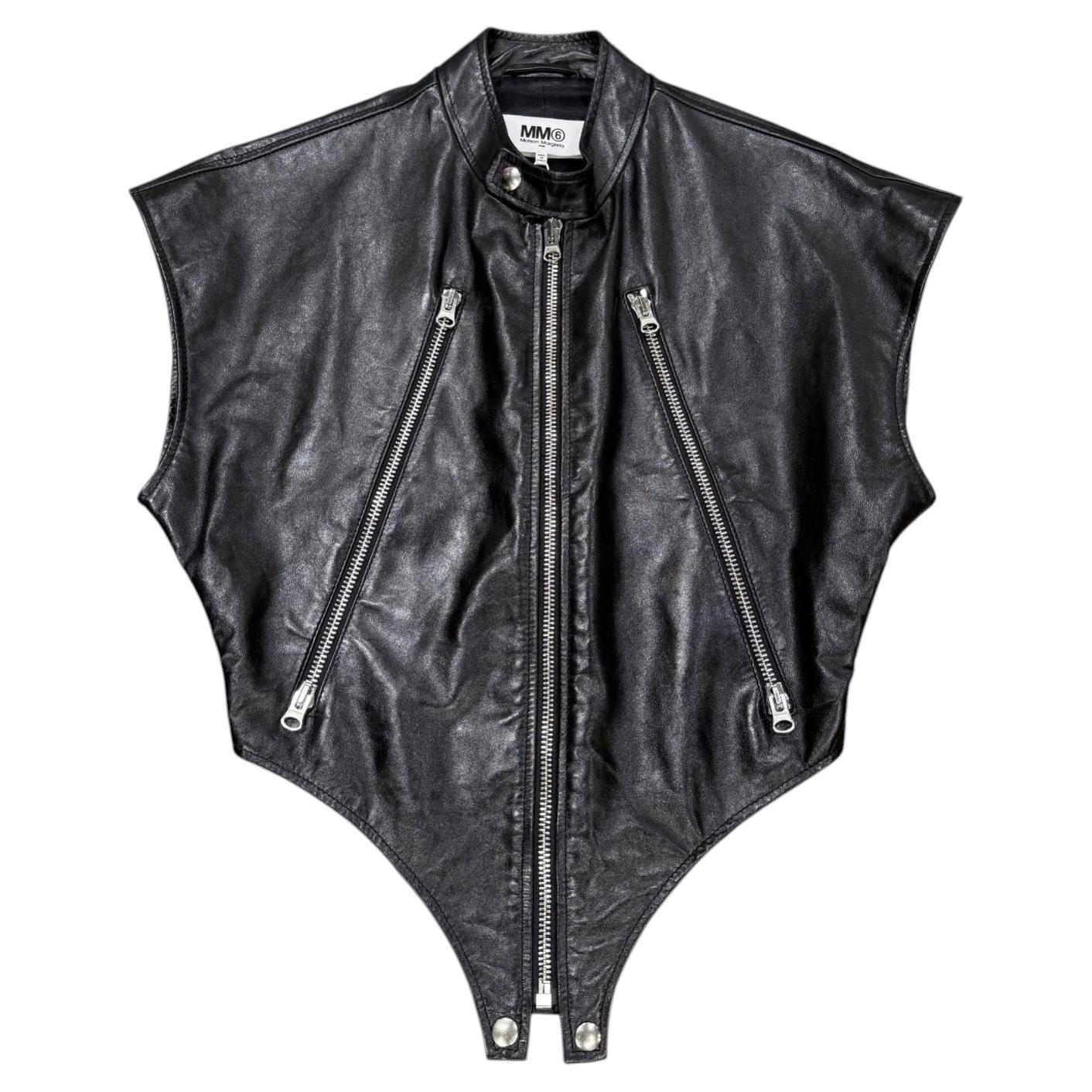 2023 Maison Margiela asymmetric 5-zip leather vest