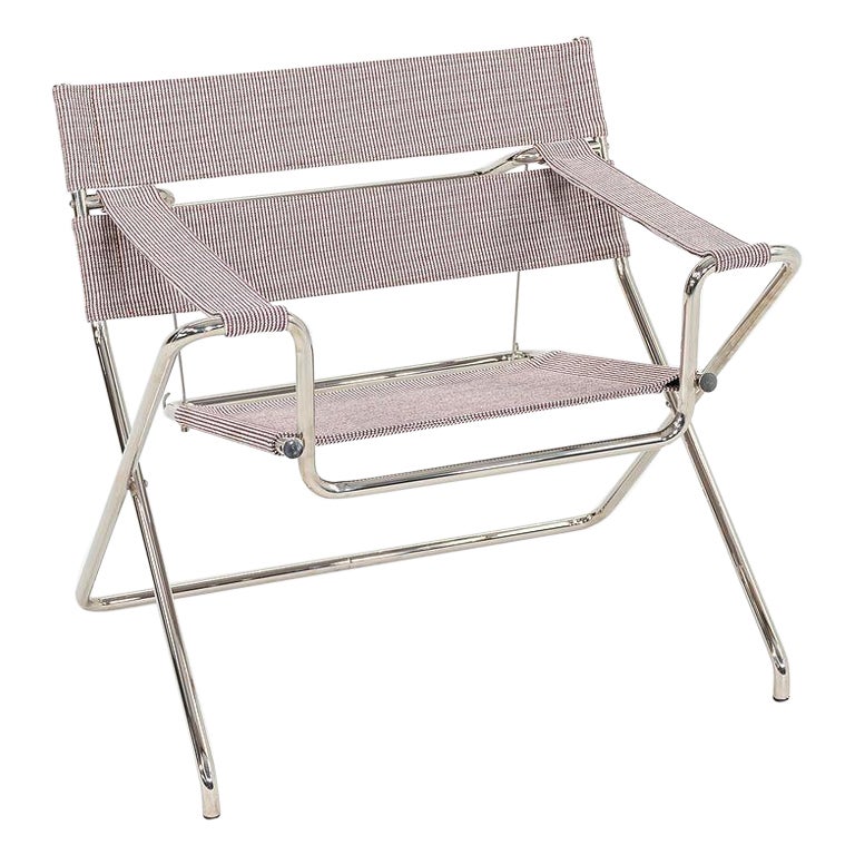 2023 Marcel Breuer per Tecta D4 Bauhaus Lounge Chair pieghevole in tessuto e cromo