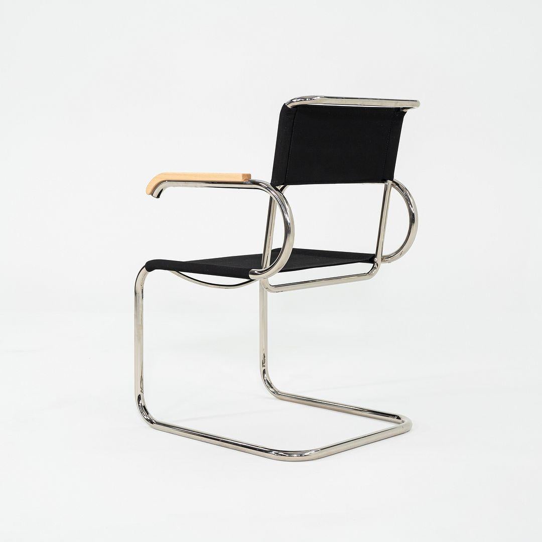Moderno 2023 Marcel Breuer per Tecta D40 Poltrona da pranzo in tessuto nero con cromo in vendita