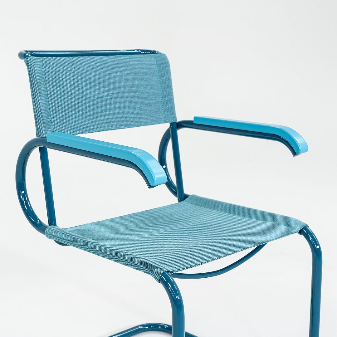 2023 Marcel Breuer per Tecta D40 Poltrona da pranzo con tessuto e struttura blu in vendita 4