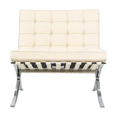 white leather barcelona chair 2023 Mies van der Rohe for Knoll Barcelona Lounge Chair in Ivory Leather