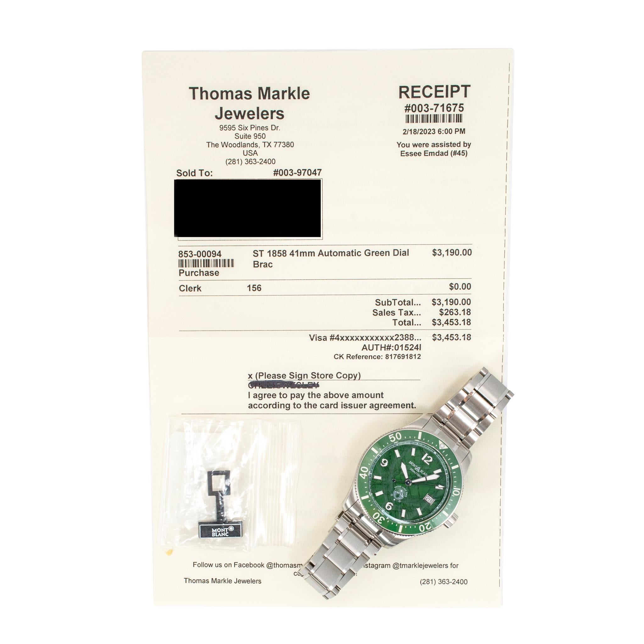 2023 Reloj Montblanc 1858 42MM 129373 Esfera verde Bisel verde Acero Automático en venta 6