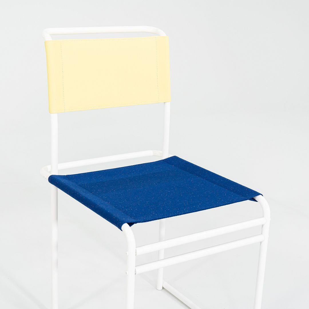 2023 Paire de chaises de salle à manger Marcel Breuer pour Tecta B40 avec tissu jaune/bleu en vente 3