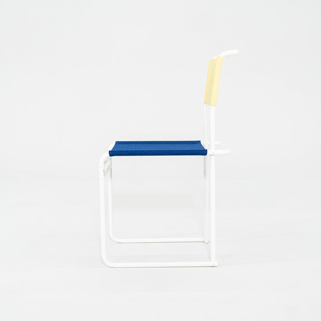 Allemand 2023 Paire de chaises de salle à manger Marcel Breuer pour Tecta B40 avec tissu jaune/bleu en vente