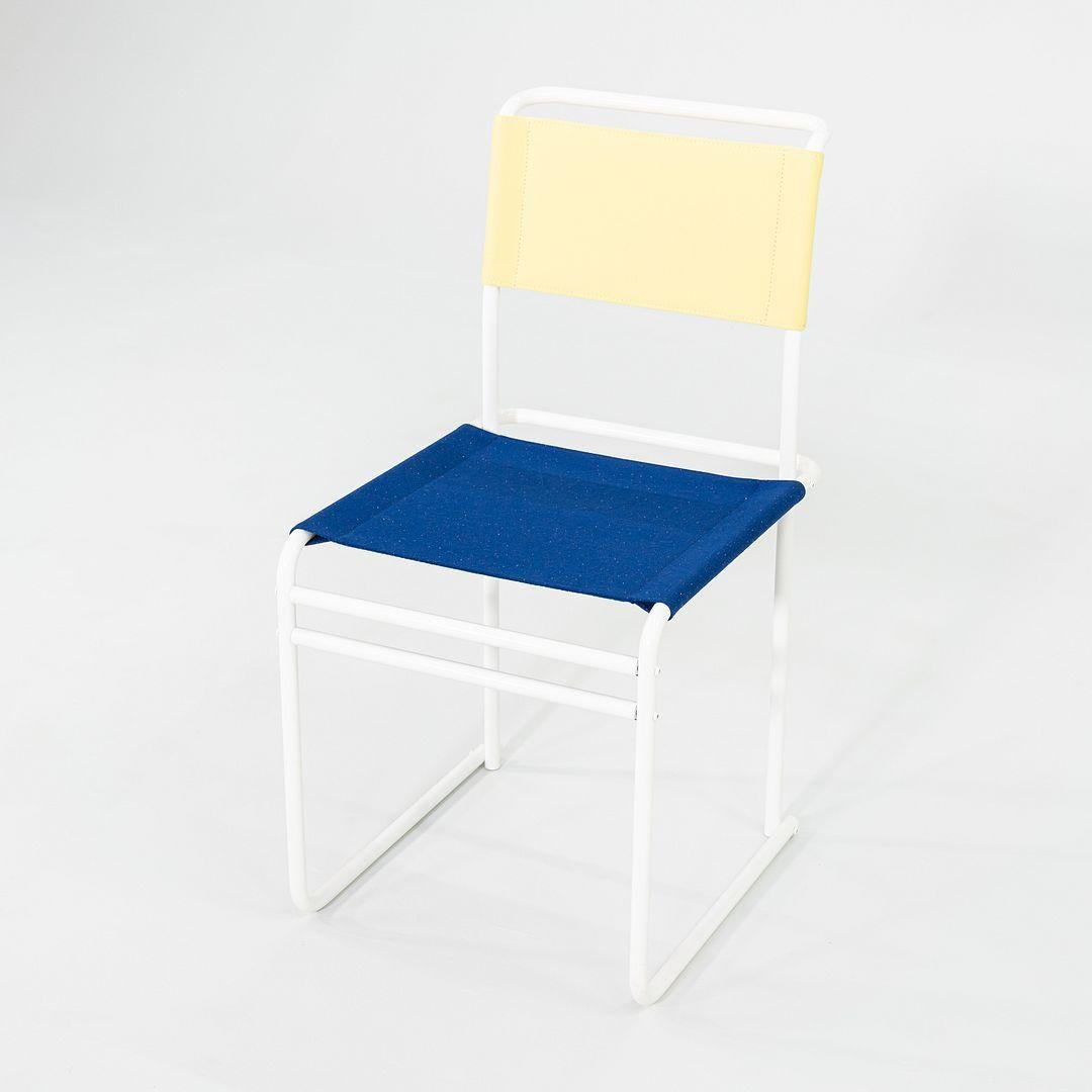 Acier 2023 Paire de chaises de salle à manger Marcel Breuer pour Tecta B40 avec tissu jaune/bleu en vente