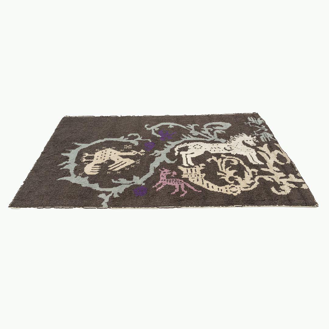 Italian 2023 Patricia Urquiola for Moroso Sardinian Horse Rug Dark Colours 200x300cm For Sale
