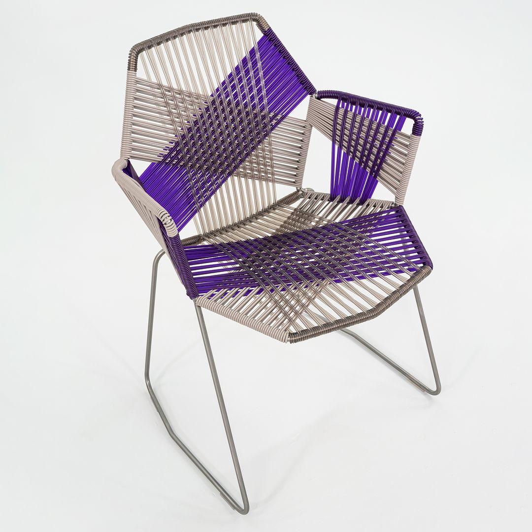 Stainless Steel 2023 Patricia Urquiola for Moroso Tropicalia Dining Arm Chair in Purple and Grey For Sale