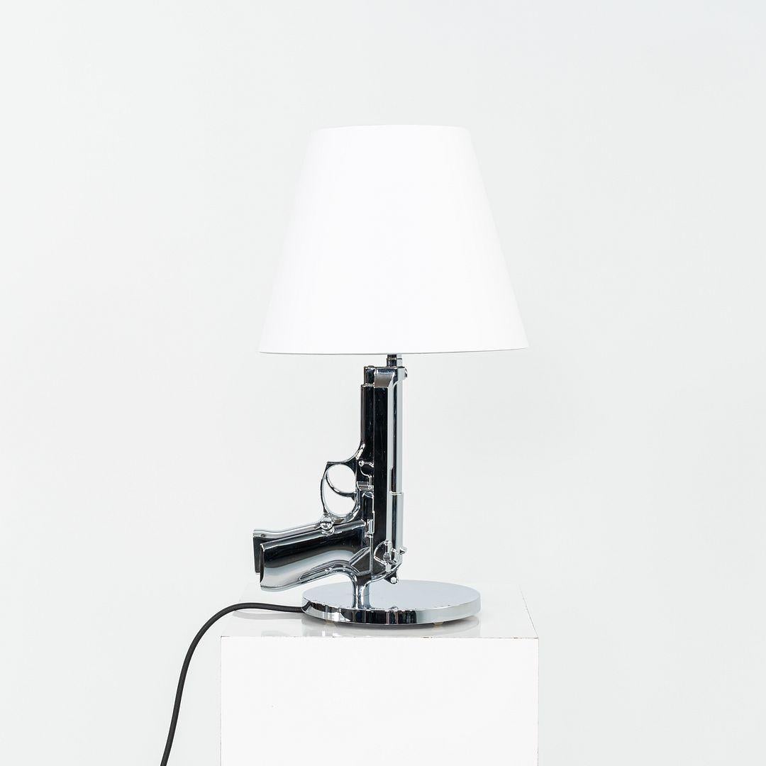 Modern 2023 Philippe Starck for Flos Bedside Gun Table Lamp in Chrome with White Shade For Sale