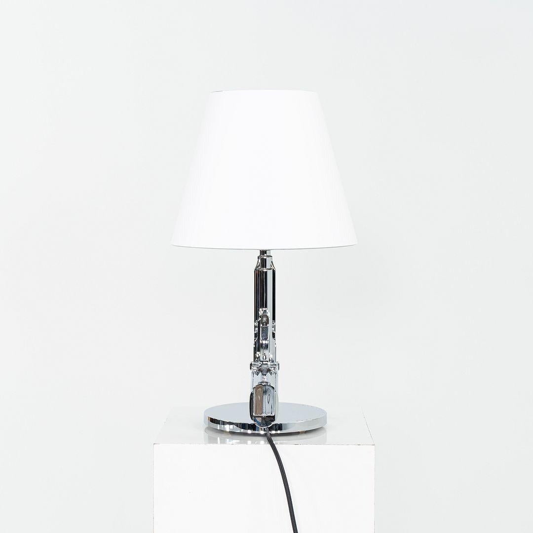 Contemporary 2023 Philippe Starck for Flos Bedside Gun Table Lamp in Chrome with White Shade For Sale