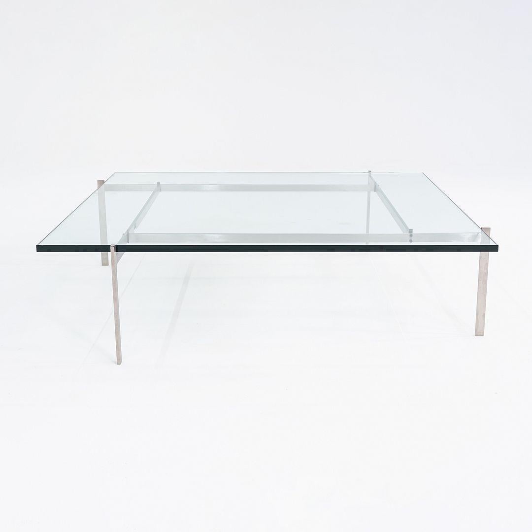 2023 Poul Kjaerholm for Fritz Hansen PK61A Glass & Stainless Coffee Table For Sale 3