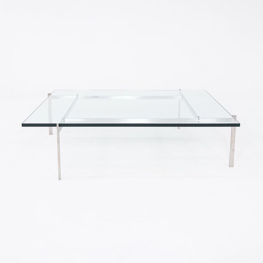 2023 Poul Kjaerholm for Fritz Hansen PK61A Glass & Stainless Coffee Table For Sale 4