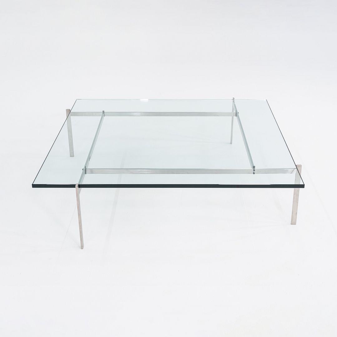 Modern 2023 Poul Kjaerholm for Fritz Hansen PK61A Glass & Stainless Coffee Table For Sale