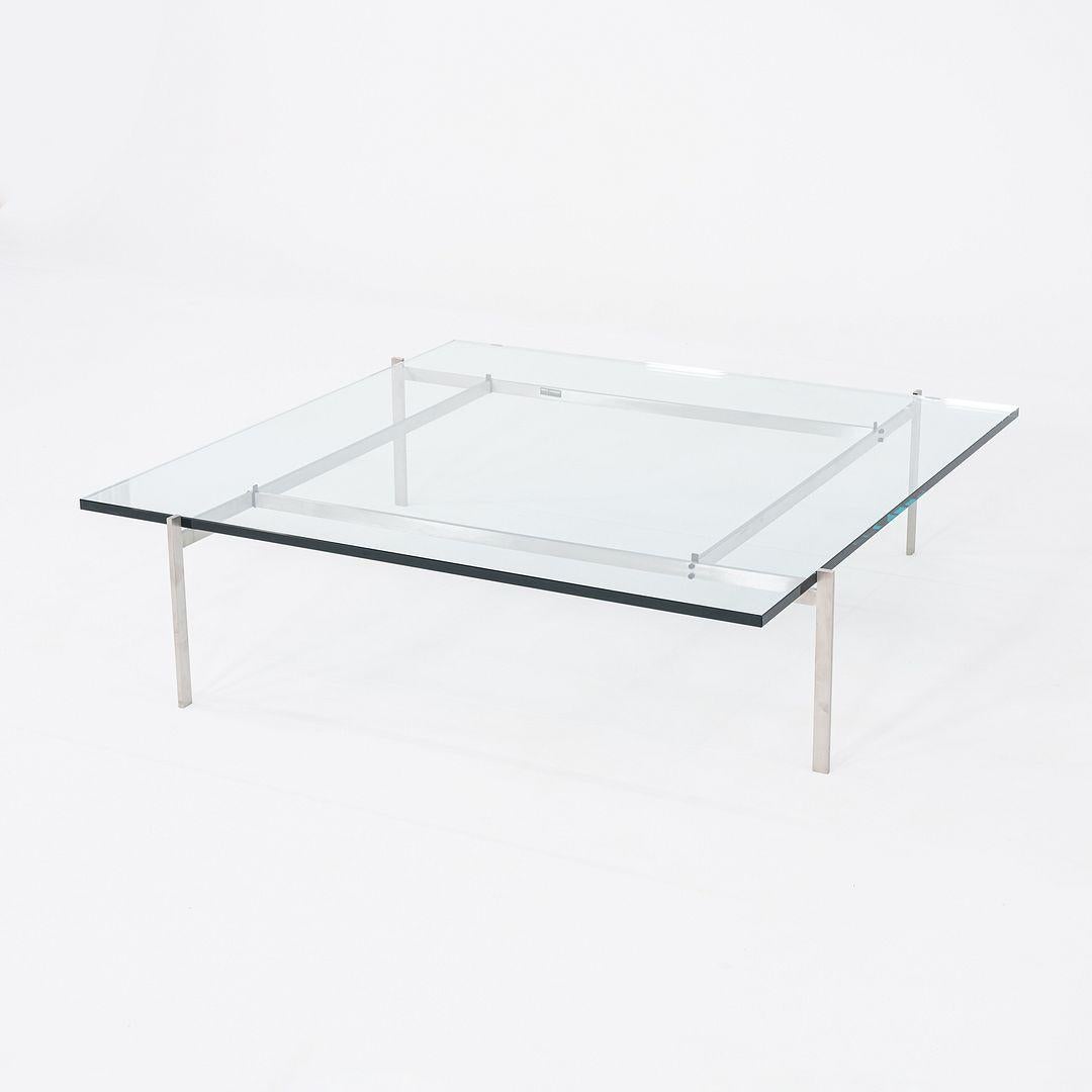 Danish 2023 Poul Kjaerholm for Fritz Hansen PK61A Glass & Stainless Coffee Table For Sale