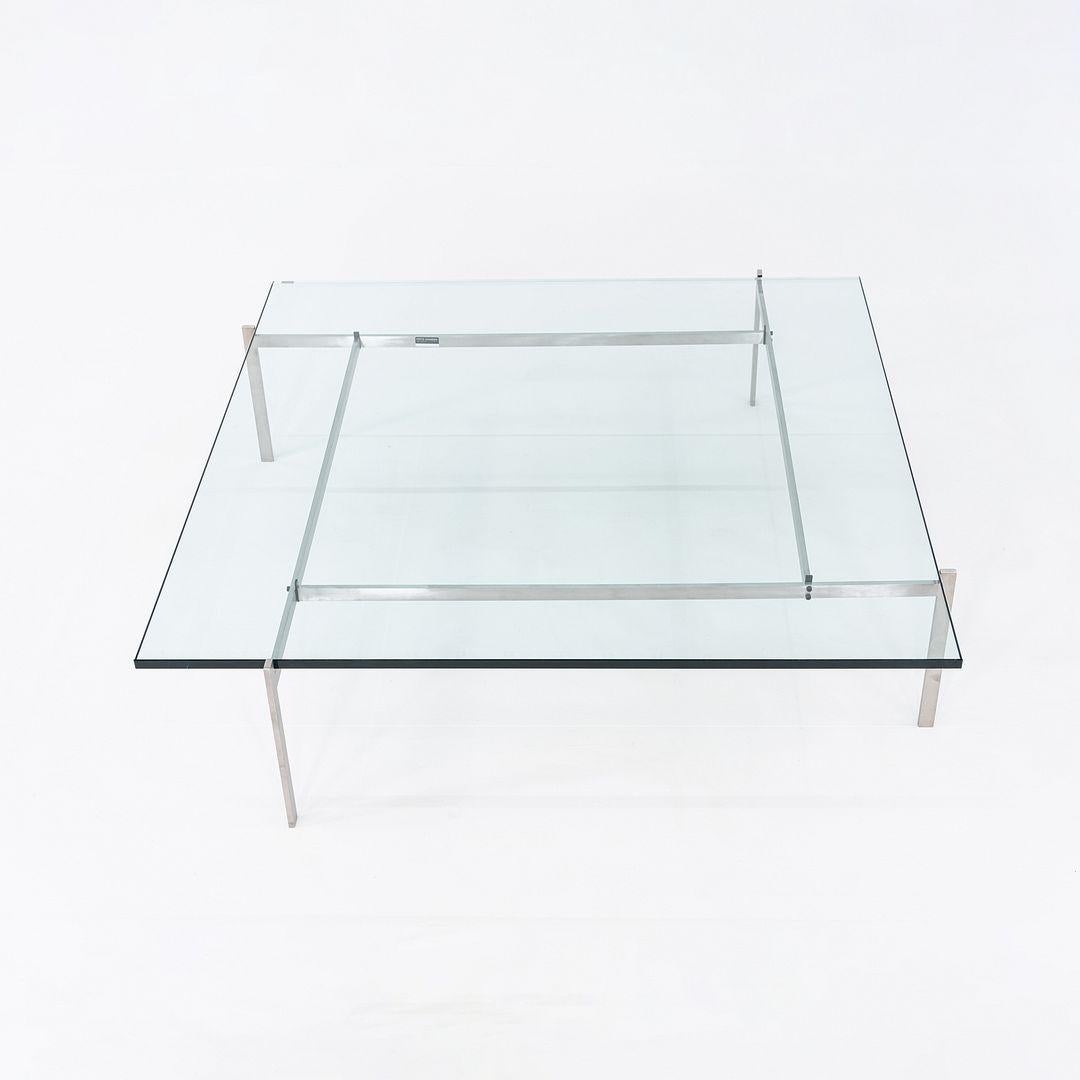 Steel 2023 Poul Kjaerholm for Fritz Hansen PK61A Glass & Stainless Coffee Table For Sale