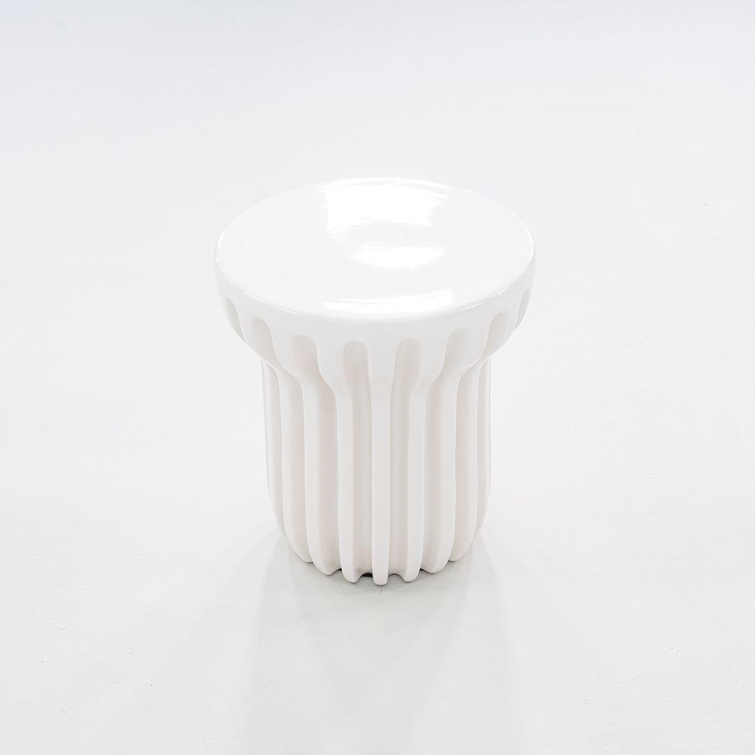 2023 Roche Bobois Ceramic Radian Tall Side / End Table in Blanc Brilliant For Sale 4