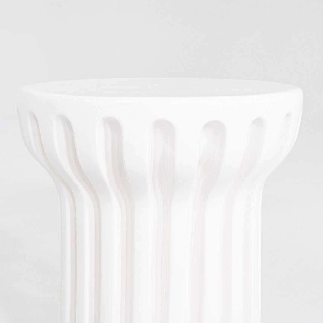 Contemporary 2023 Roche Bobois Ceramic Radian Tall Side / End Table in Blanc Brilliant For Sale