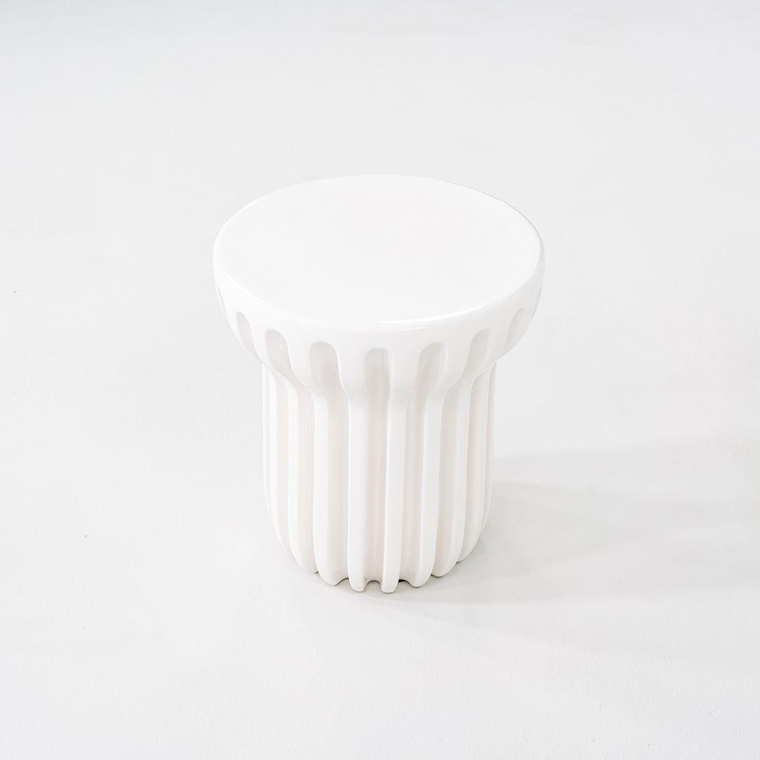 2023 Roche Bobois Ceramic Radian Tall Side / End Table in Blanc Brilliant For Sale 2