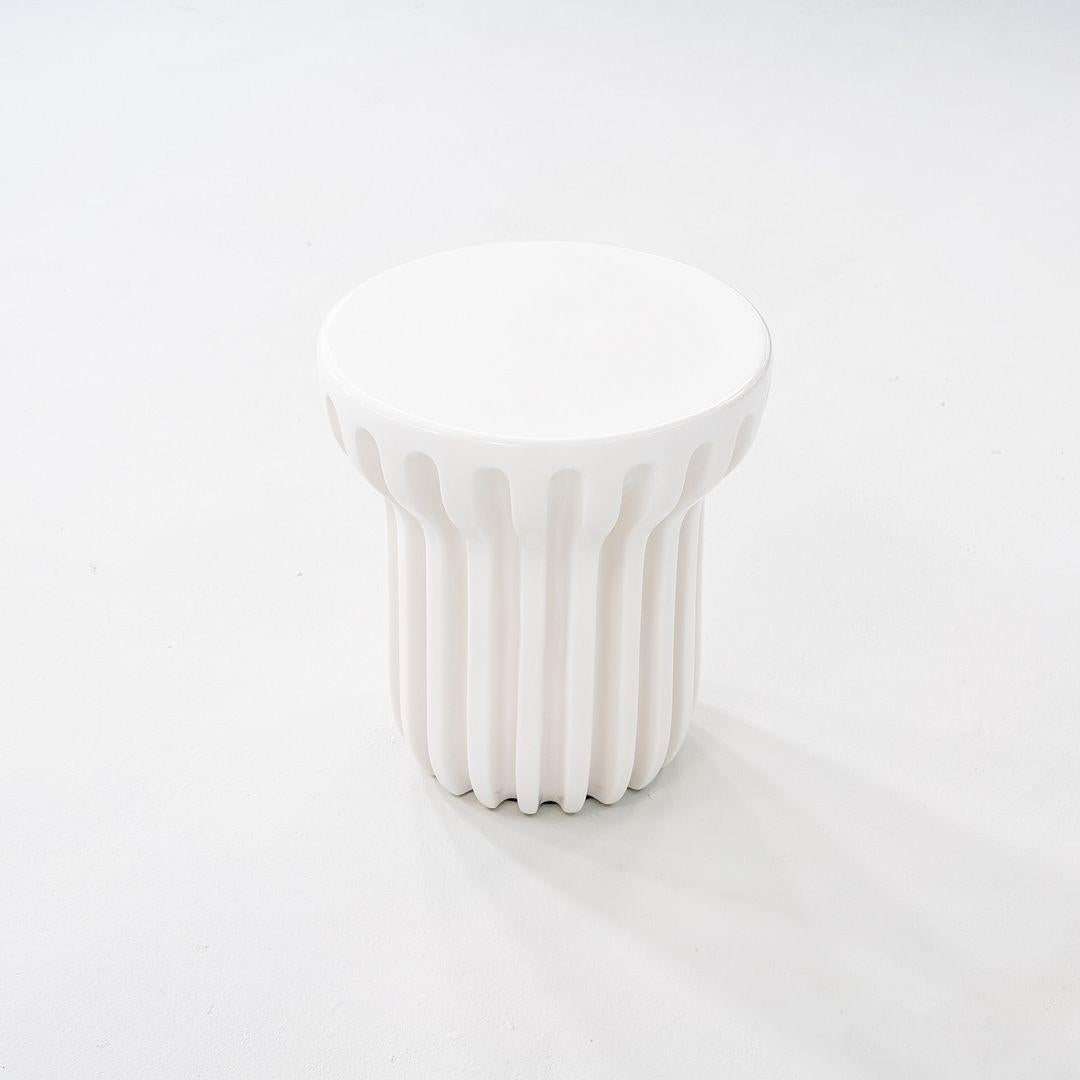 2023 Roche Bobois Ceramic Radian Tall Side / End Table in Blanc Brilliant For Sale 3