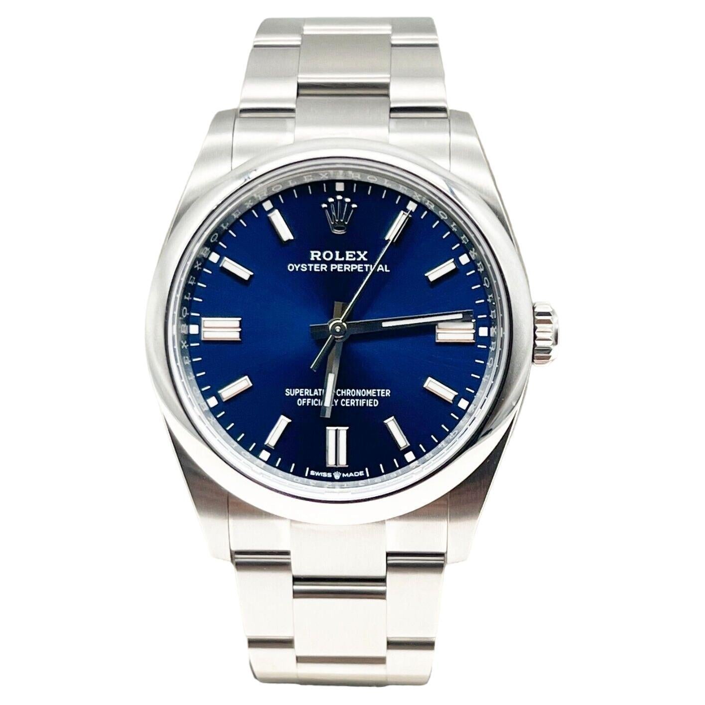 2023 Rolex 126000 Oyster Perpetual Blue Dial Stainless Steel Box Paper For Sale