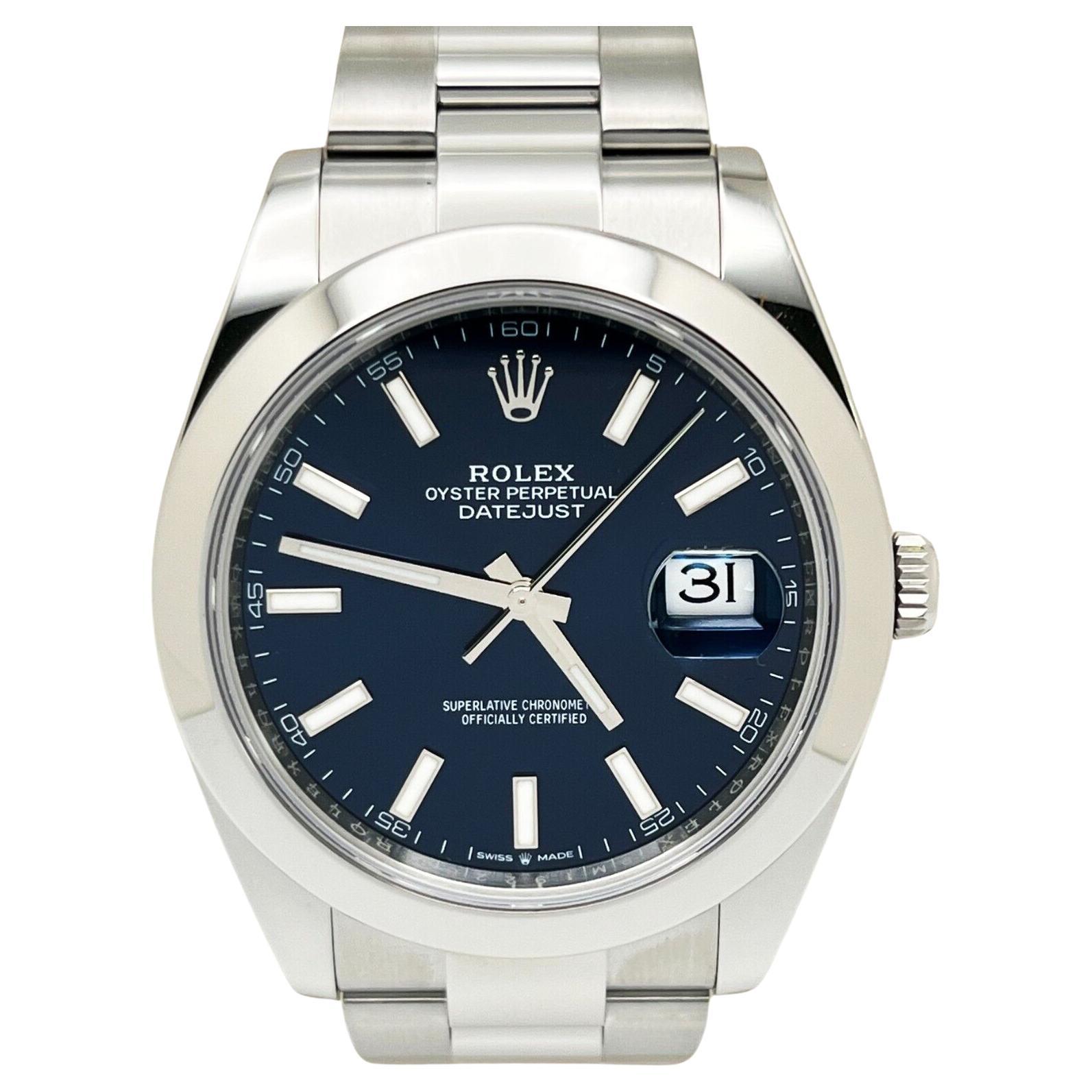 2023 Rolex 126300 Datejust 41 Blue Dial Stainless Steel Box Papers For Sale
