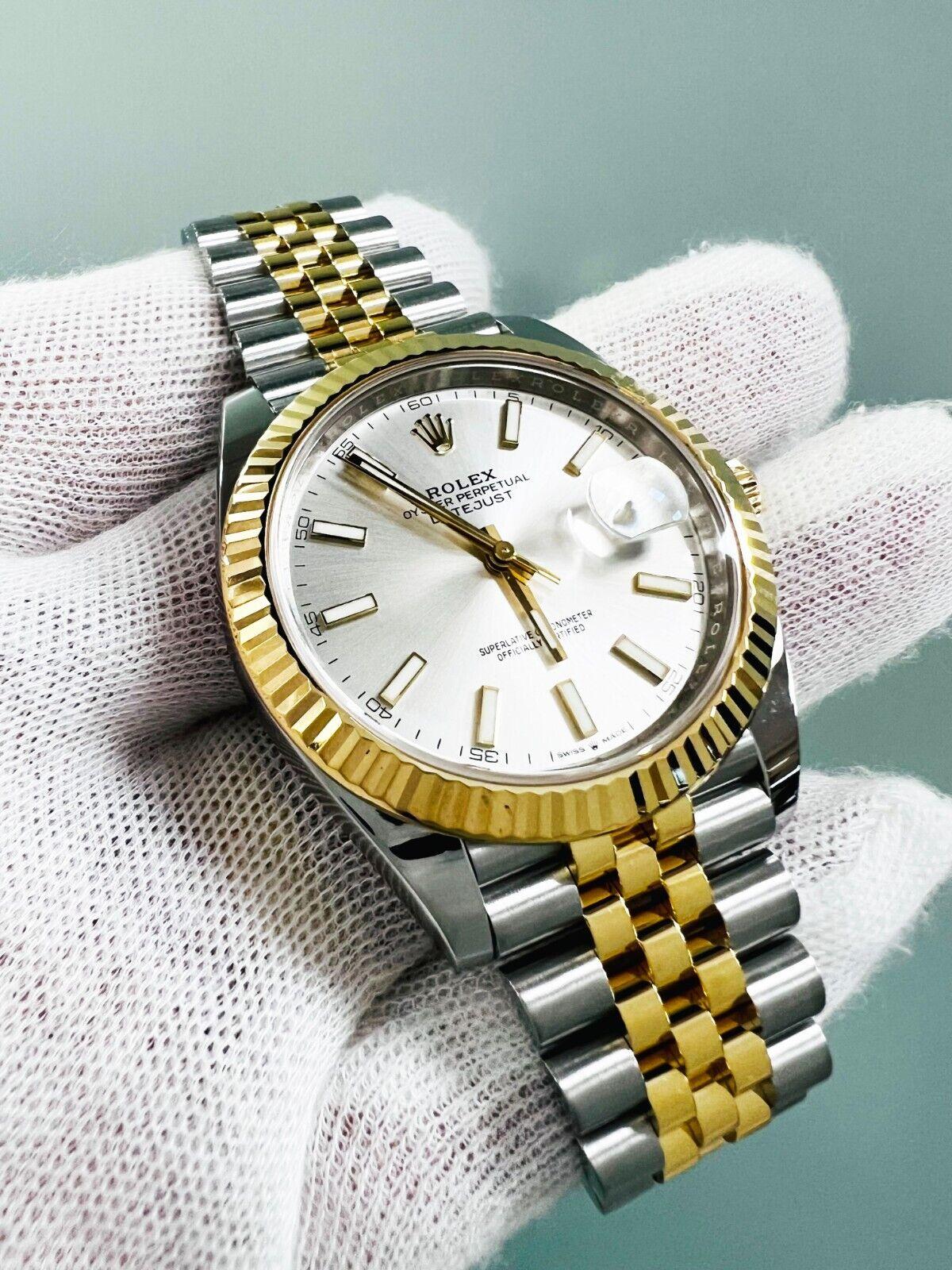 2023 Rolex 126333 Datejust 41 Silver Dial 18K Yellow Gold Stainless Box Paper For Sale 4