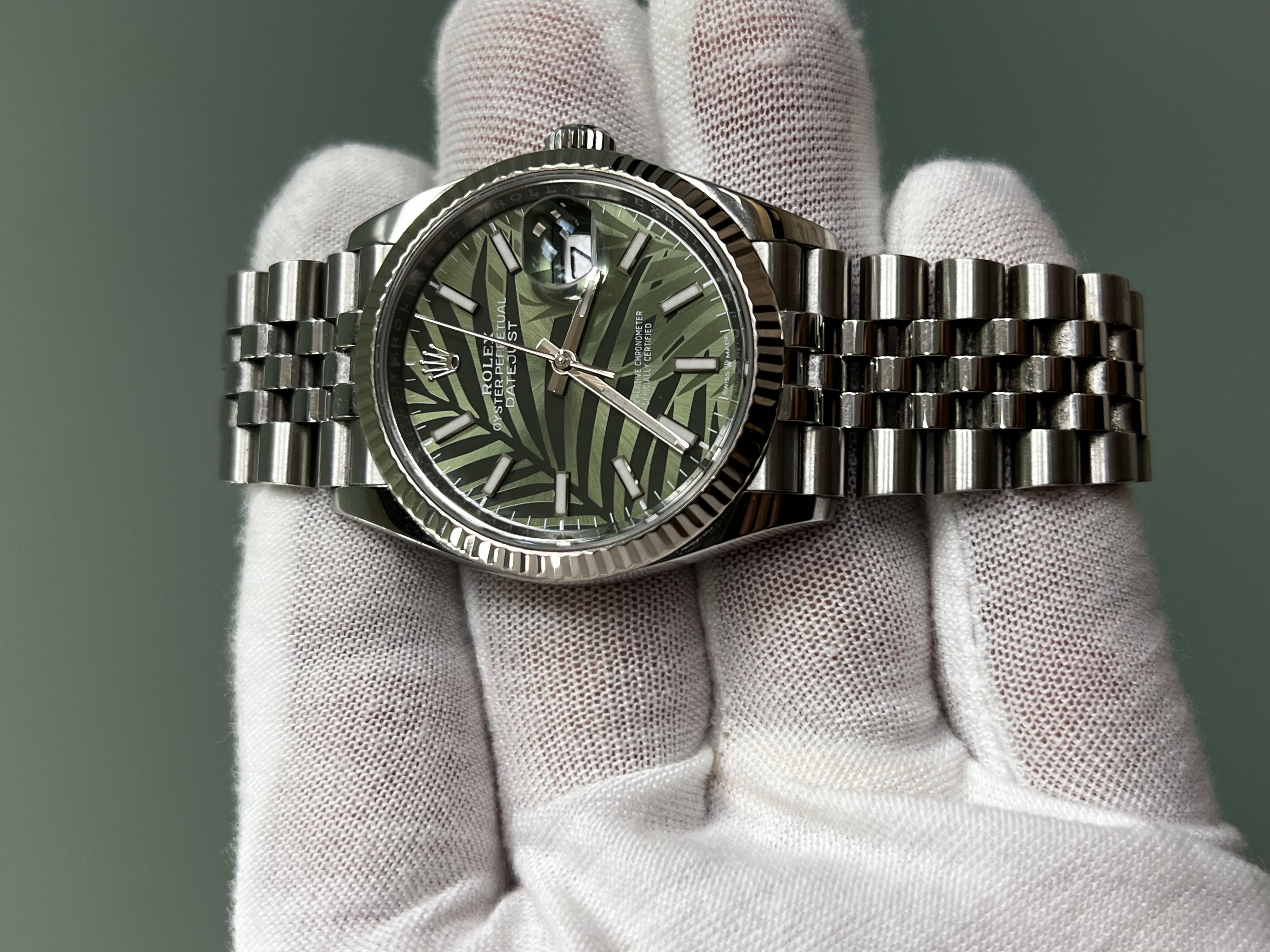 Rolex Datejust 126234 36mm Grünes Palmenmotiv Zifferblatt Edelstahl Box Papier 2023 5