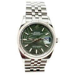 Rolex Datejust 126234 36mm Grünes Palmenmotiv Zifferblatt Edelstahl Box Papier 2023